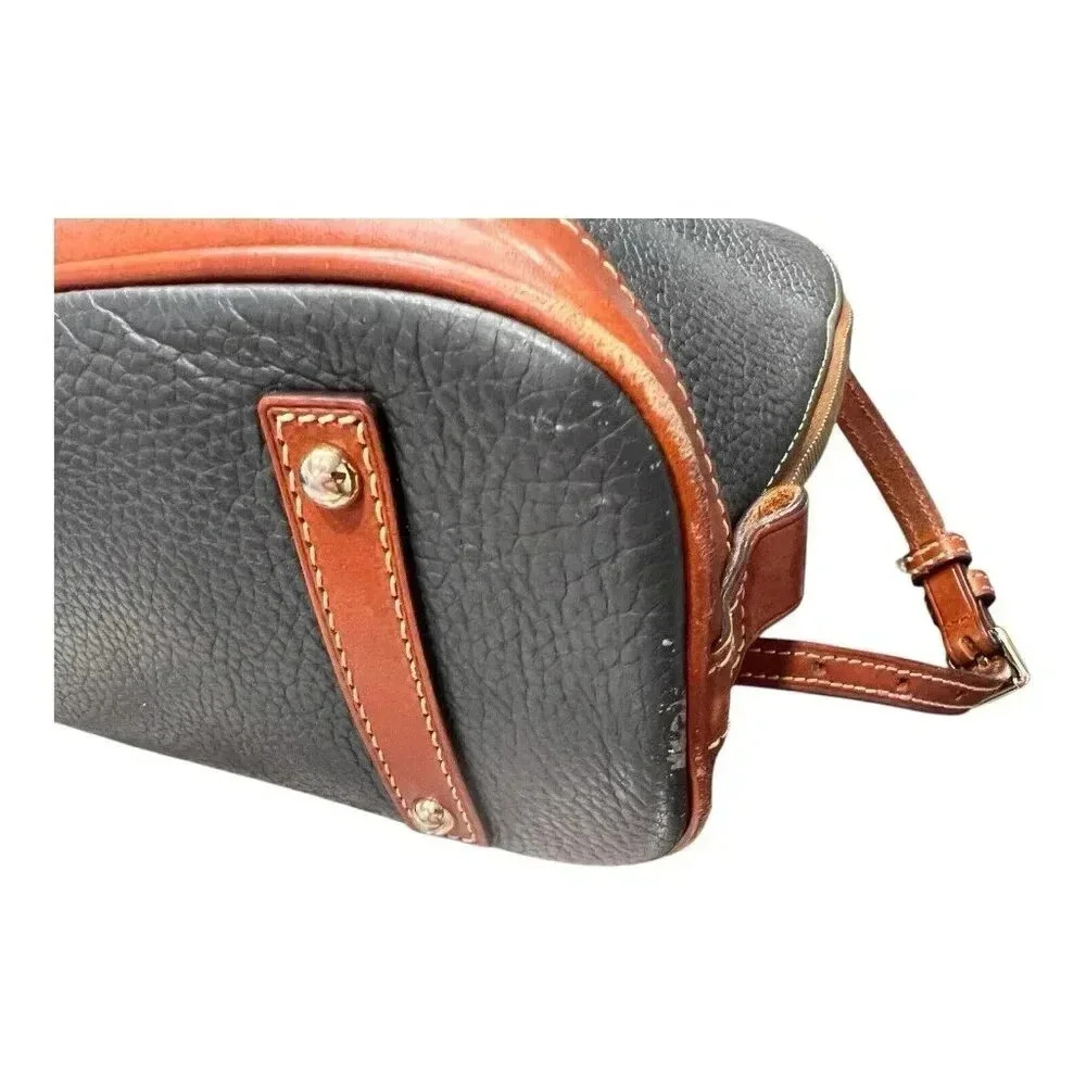 Dooney & Bourke Pebble Leather Zip Satchel Crossbody Purse Bag Dark Grey Vintage - Picture 4 of 8